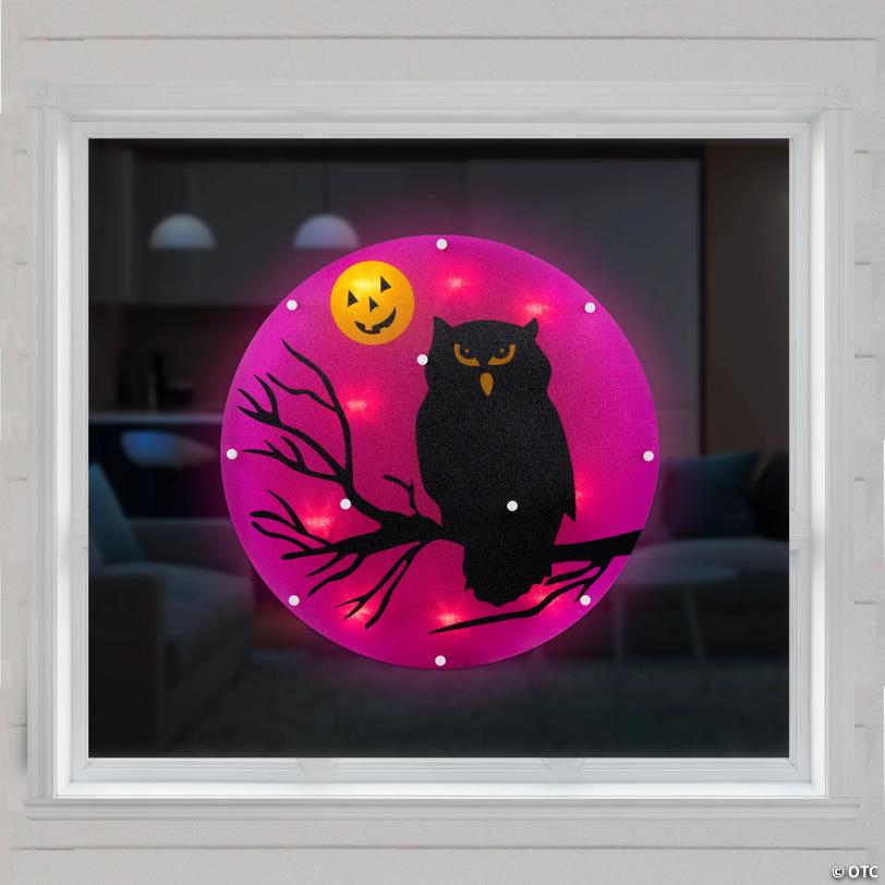 13.75" Lighted Owl Halloween Window Silhouette