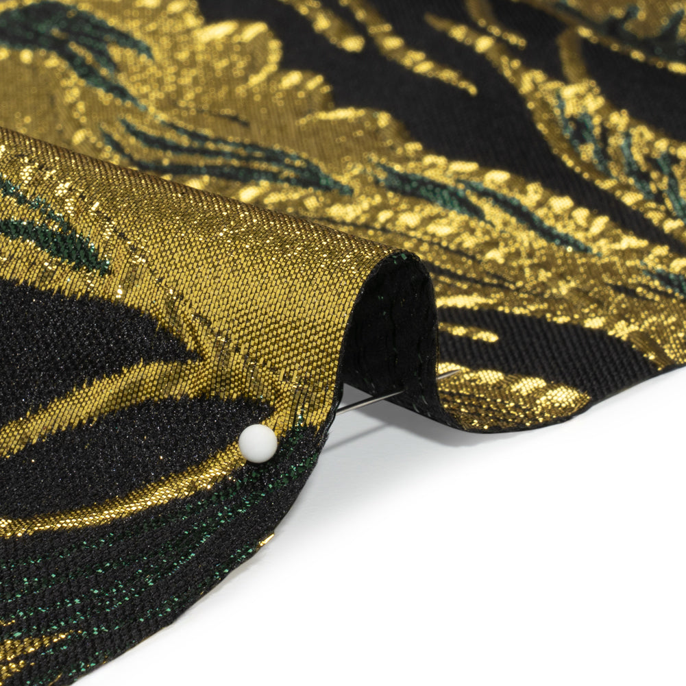 Metallic Forest, Gold and Black Fantastic Flowers Luxury Burnout Brocade