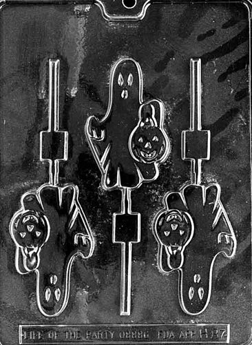 Ghost Holding Pumpkin Lolly Chocolate Mold