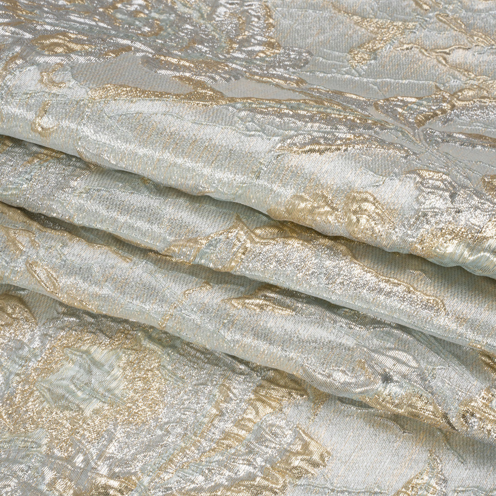 Metallic Gold and Silver Radiant Roses Luxury Brocade