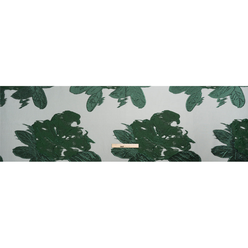 Metallic Emerald Big Florals Luxury Burnout Brocade