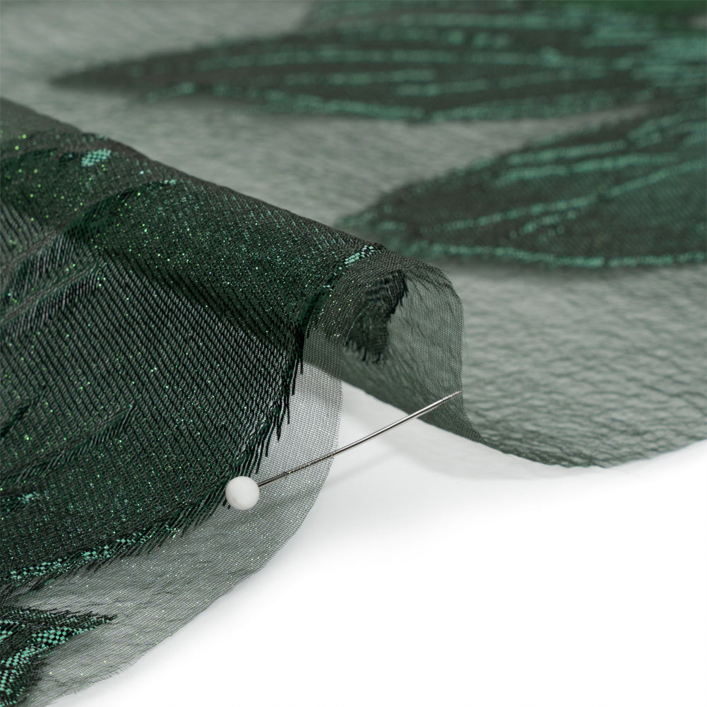 Metallic Emerald Big Florals Luxury Burnout Brocade