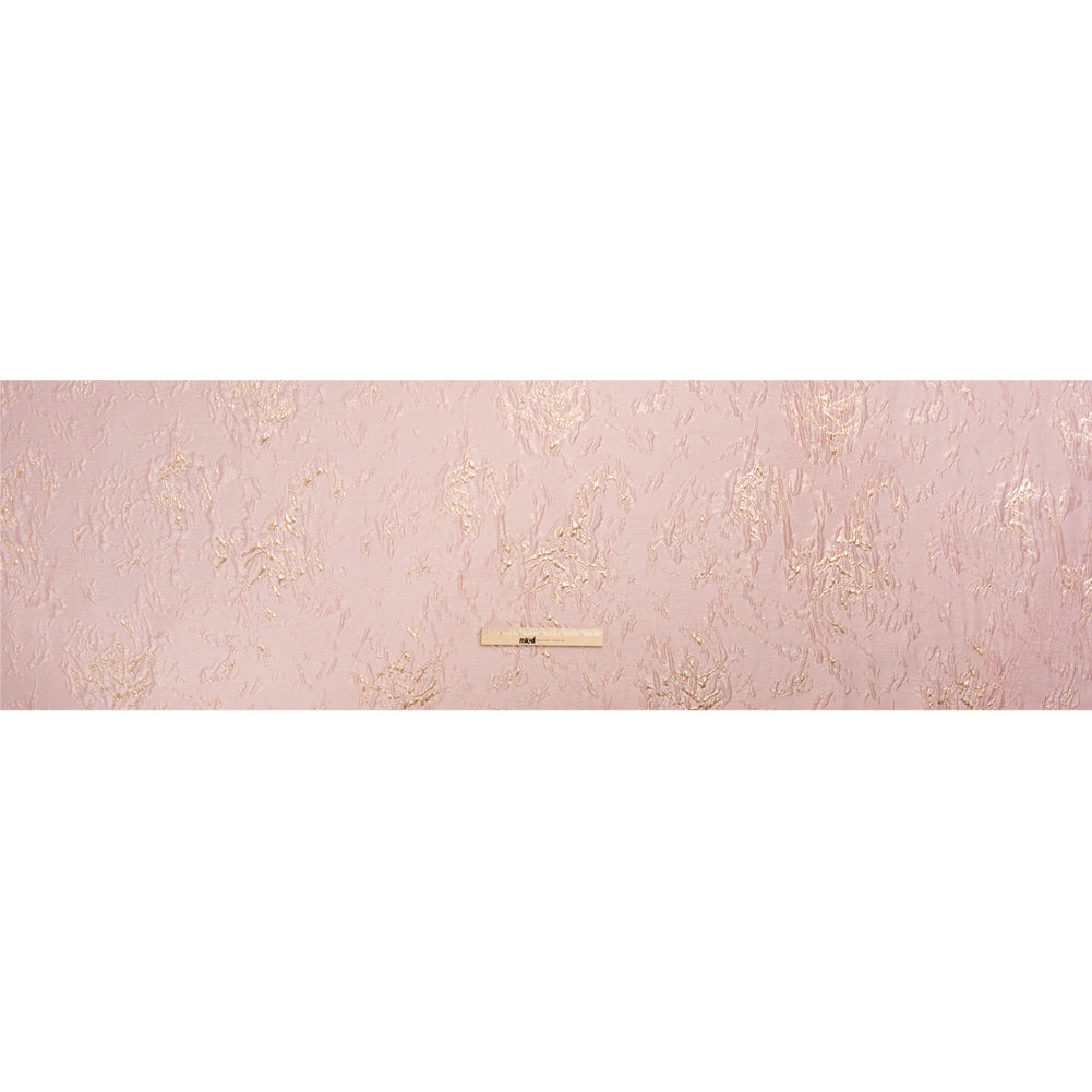 Metallic Gold and Baby Pink Crackled Abstract Luxury Brocade