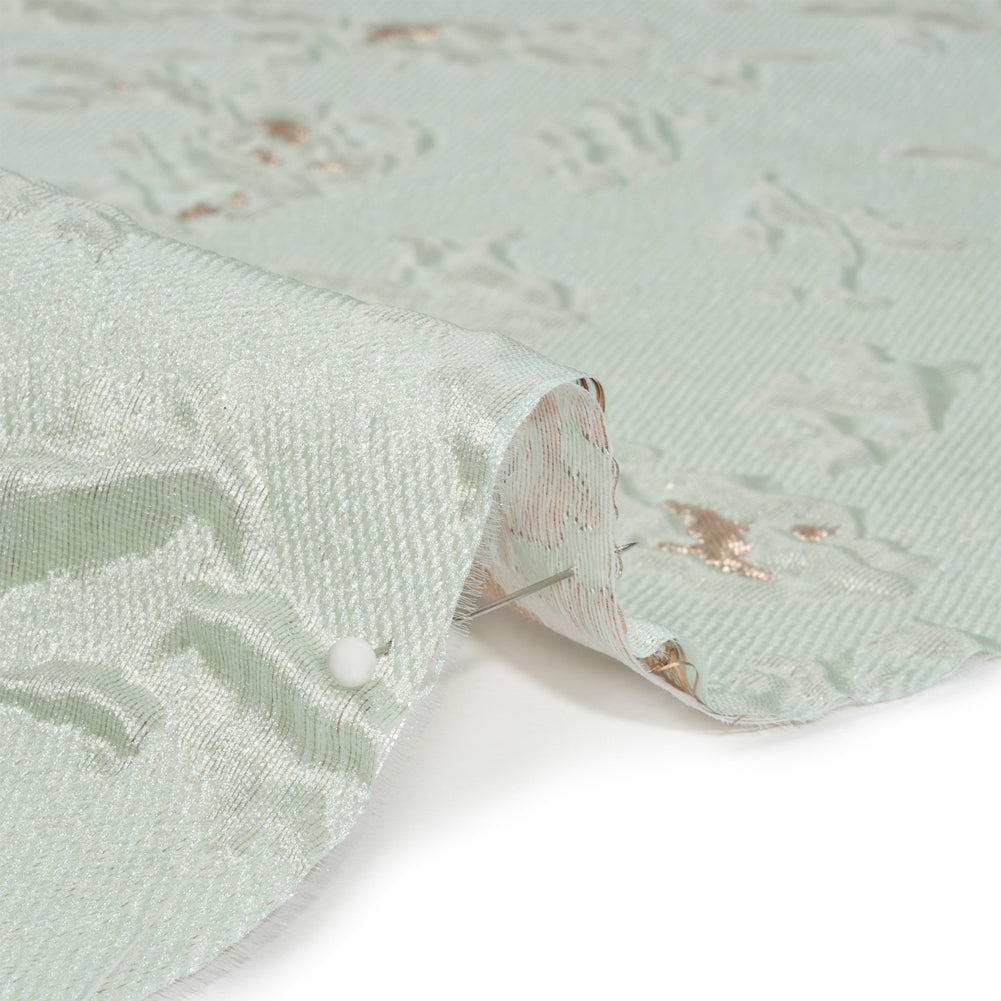 Metallic Gold and Mint Crackled Abstract Luxury Brocade