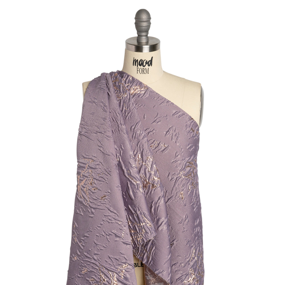 Metallic Rose Gold and Purple Crackled Abstract Luxury Brocade