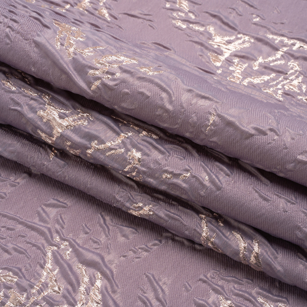 Metallic Rose Gold and Purple Crackled Abstract Luxury Brocade