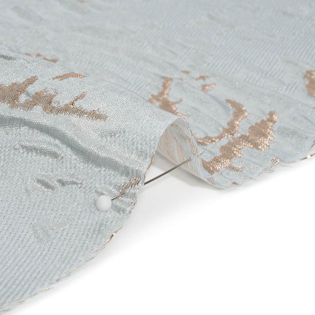 Metallic Gold and Baby Blue Crackled Abstract Luxury Brocade