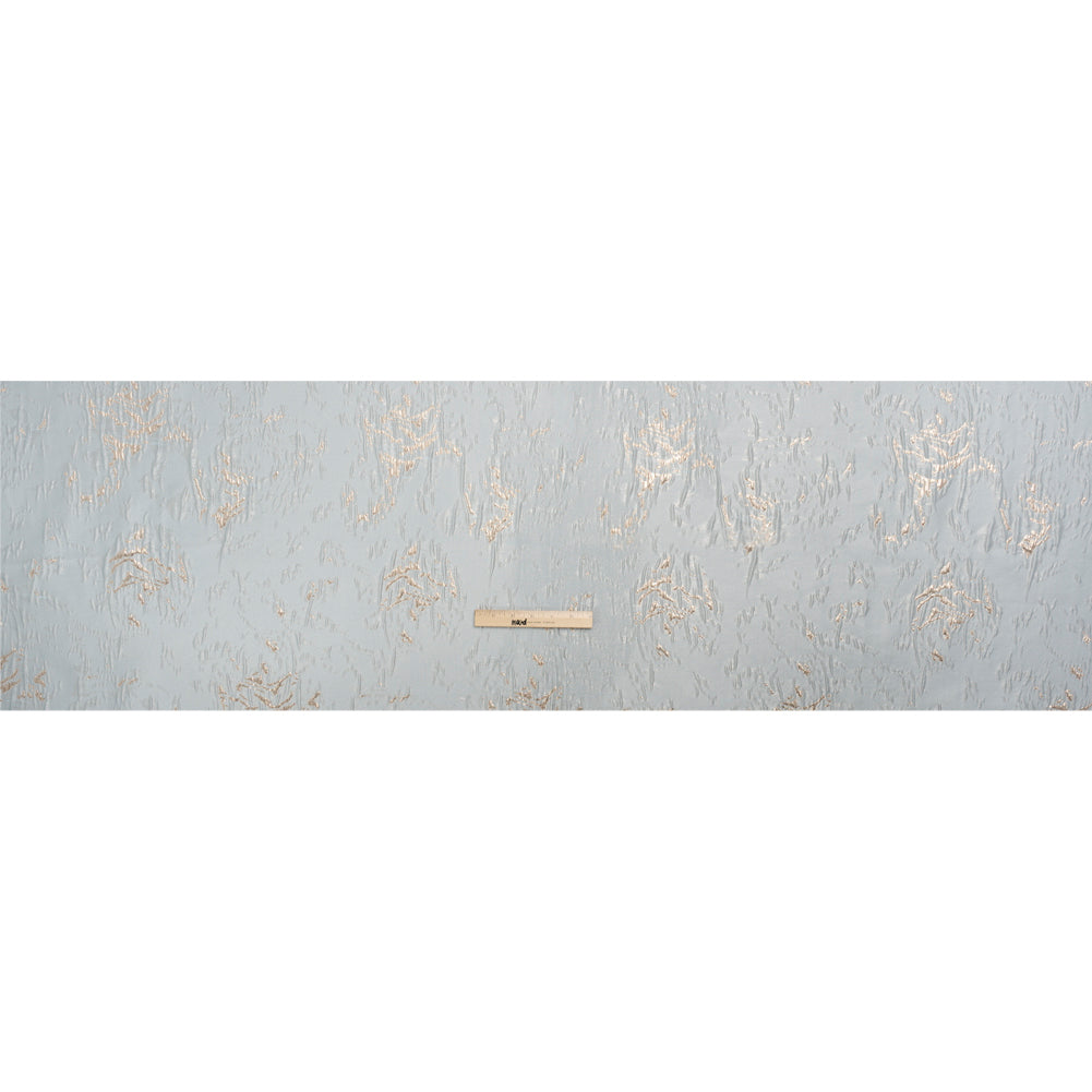 Metallic Gold and Baby Blue Crackled Abstract Luxury Brocade