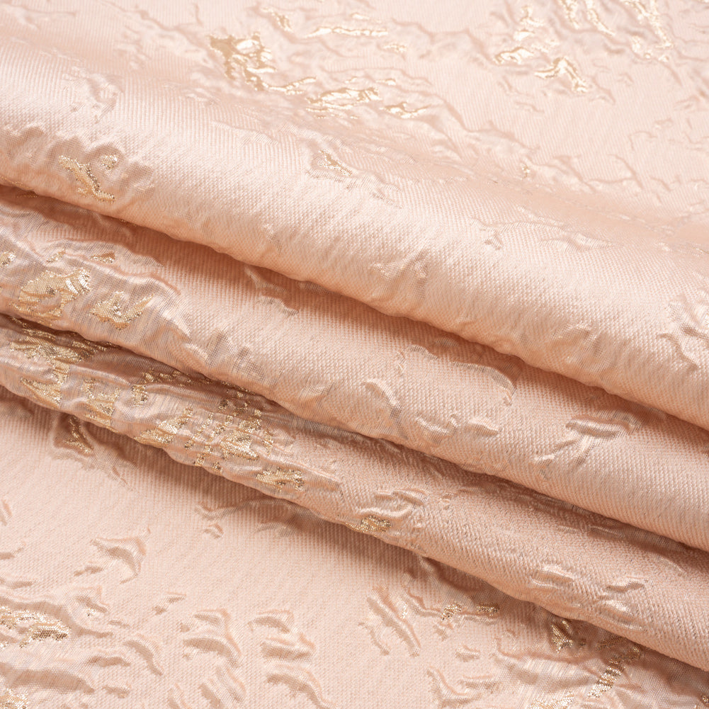 Metallic Gold and Pink Crackled Abstract Luxury Brocade