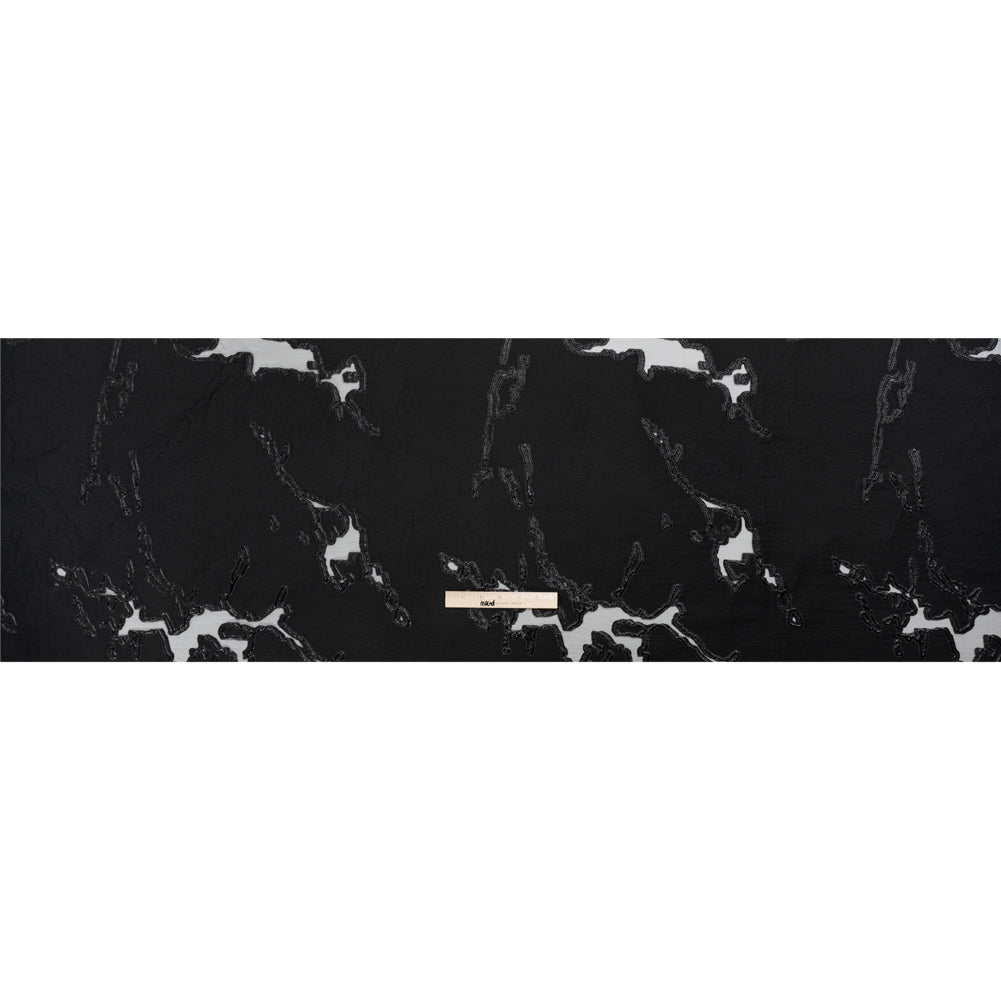 Metallic Black Abstract Embers Luxury Burnout Brocade