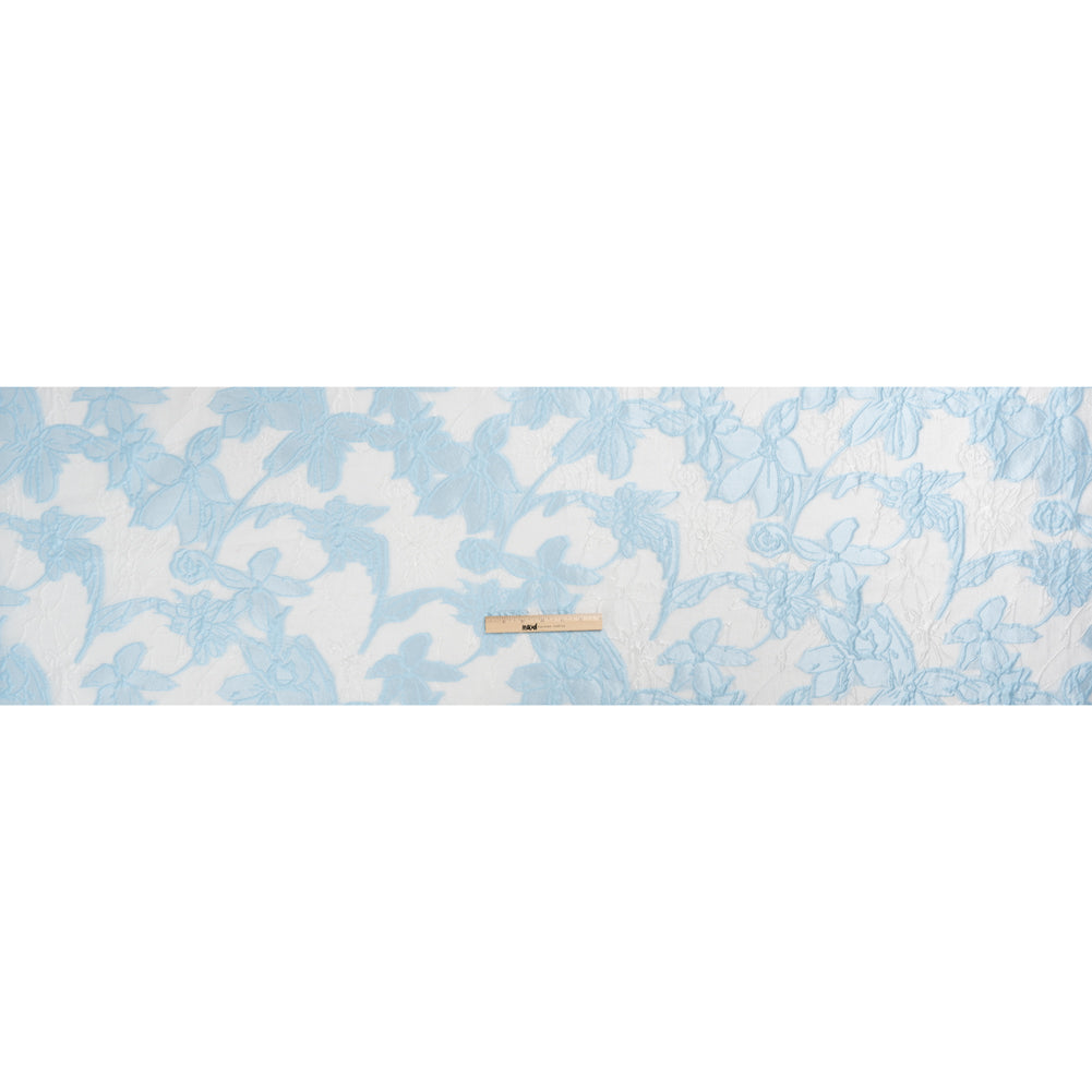 Baby Blue and Cream Floral Sheer Luxury Brocade
