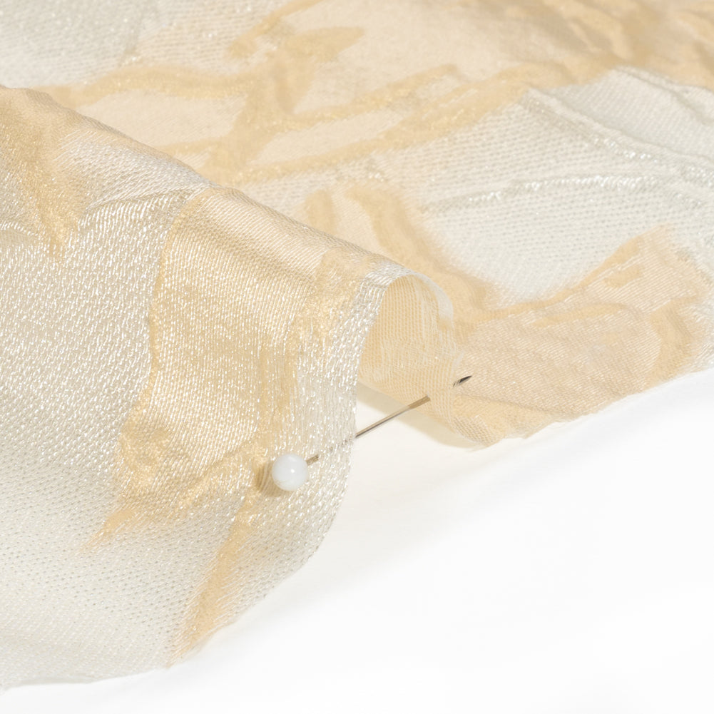 Beige and Cream Floral Sheer Luxury Brocade