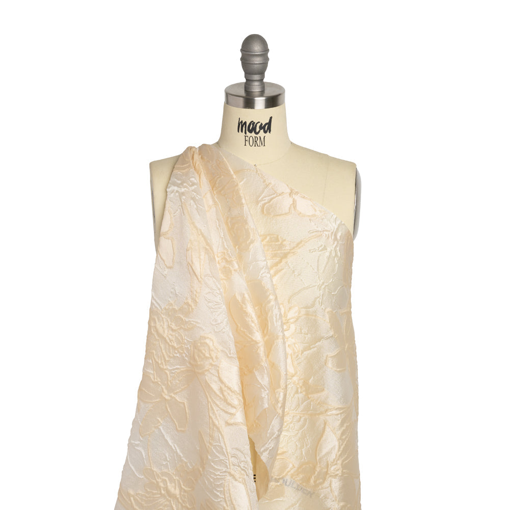 Beige and Cream Floral Sheer Luxury Brocade