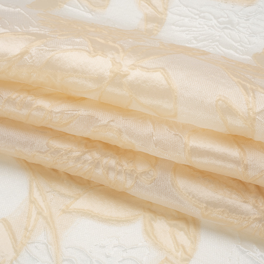 Beige and Cream Floral Sheer Luxury Brocade