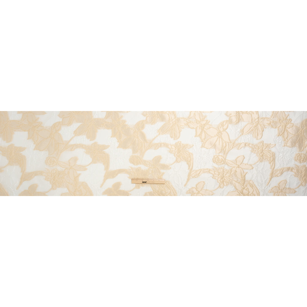 Beige and Cream Floral Sheer Luxury Brocade