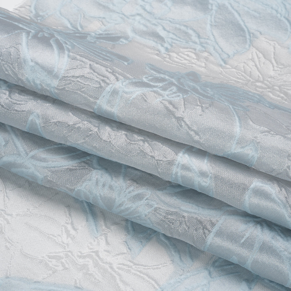 Pastel Blue and Gray Floral Sheer Luxury Brocade