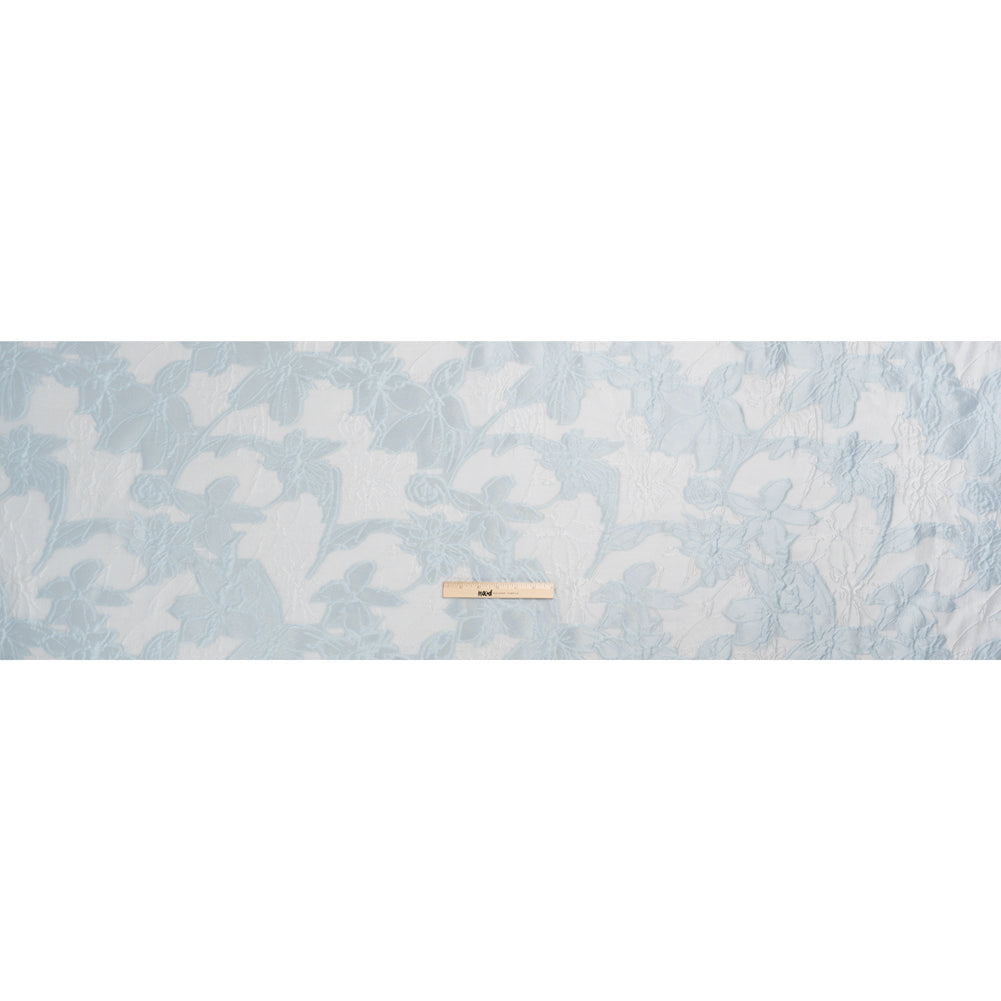 Pastel Blue and Gray Floral Sheer Luxury Brocade