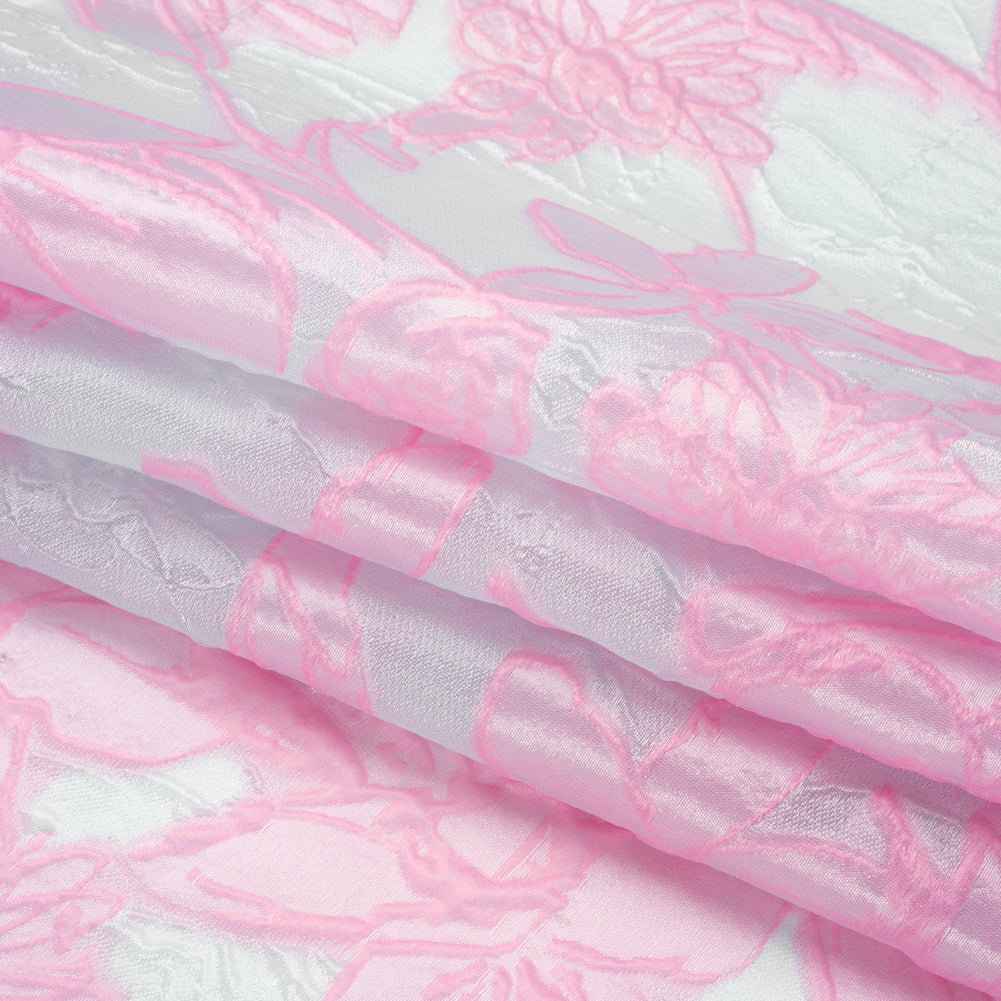 Pink and Pale Blue Floral Sheer Luxury Brocade
