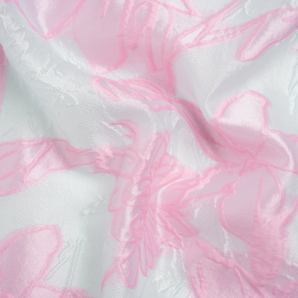 Pink and Pale Blue Floral Sheer Luxury Brocade