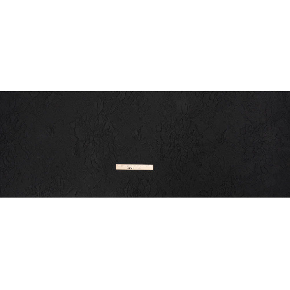 Luminous Black Crinkled Luxury Brocade