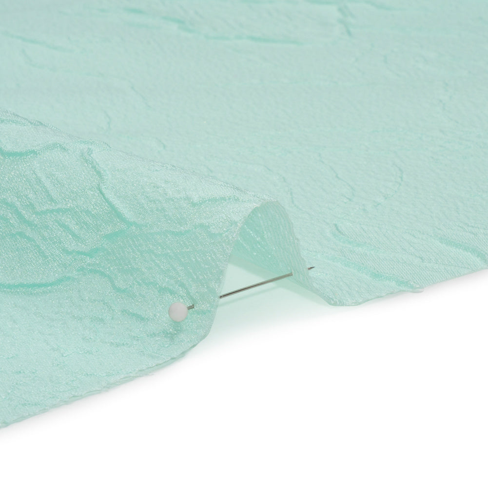Luminous Aqua Crinkled Luxury Brocade