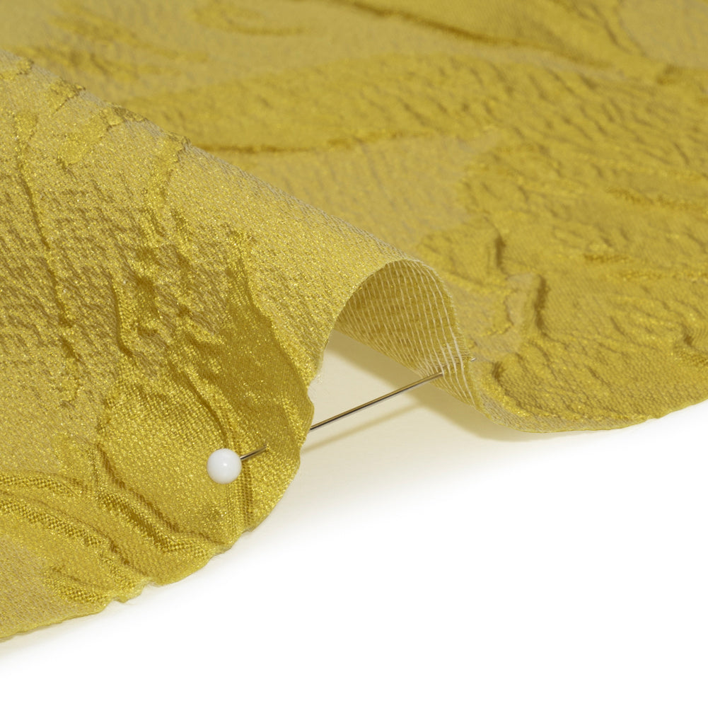 Luminous Citron Crinkled Luxury Brocade