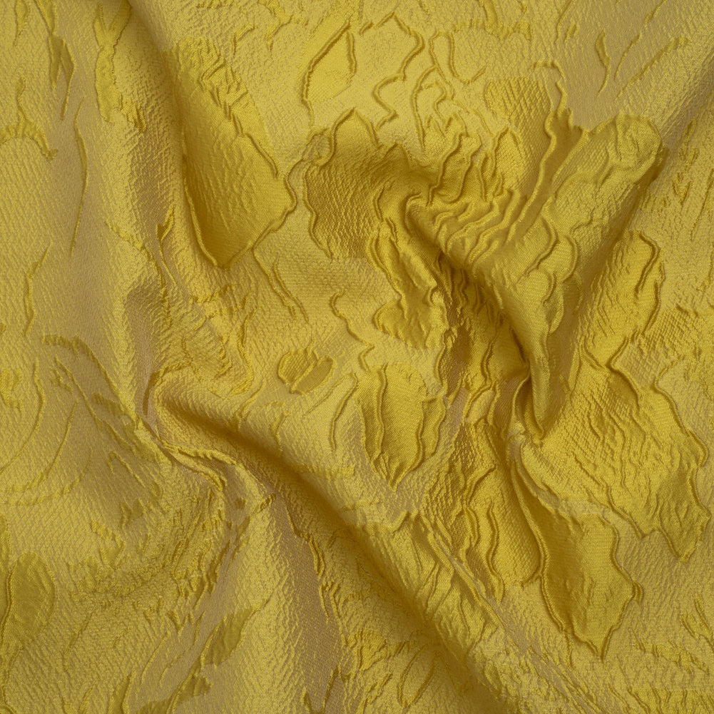 Luminous Citron Crinkled Luxury Brocade