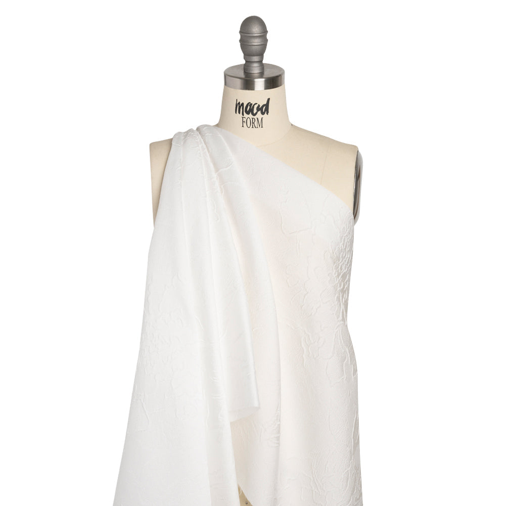 Luminous Off White Crinkled Luxury Brocade