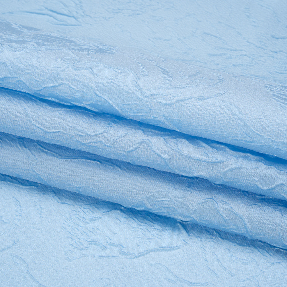 Luminous Baby Blue Crinkled Luxury Brocade
