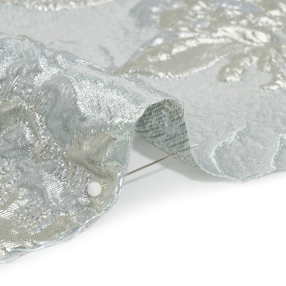 Metallic Silver and Gray Flower Clippings Luxury Brocade