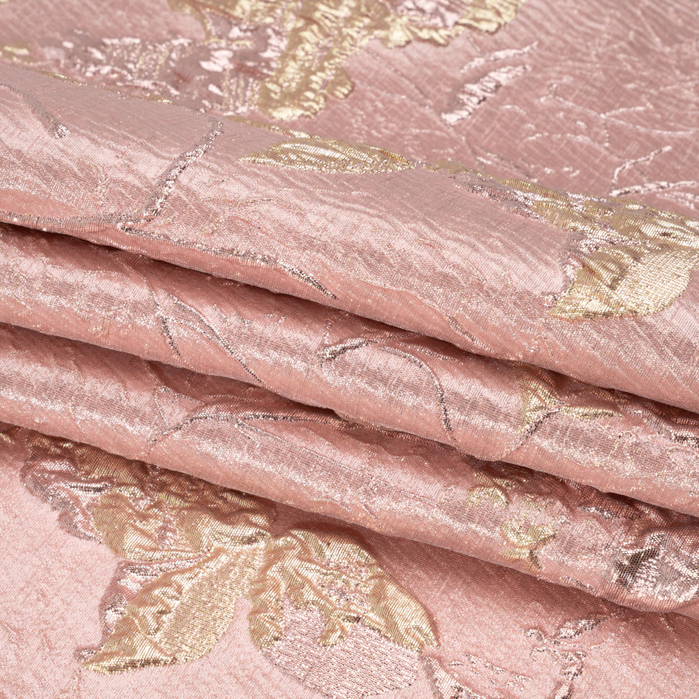 Metallic Pink and Gold Flower Clippings Luxury Brocade