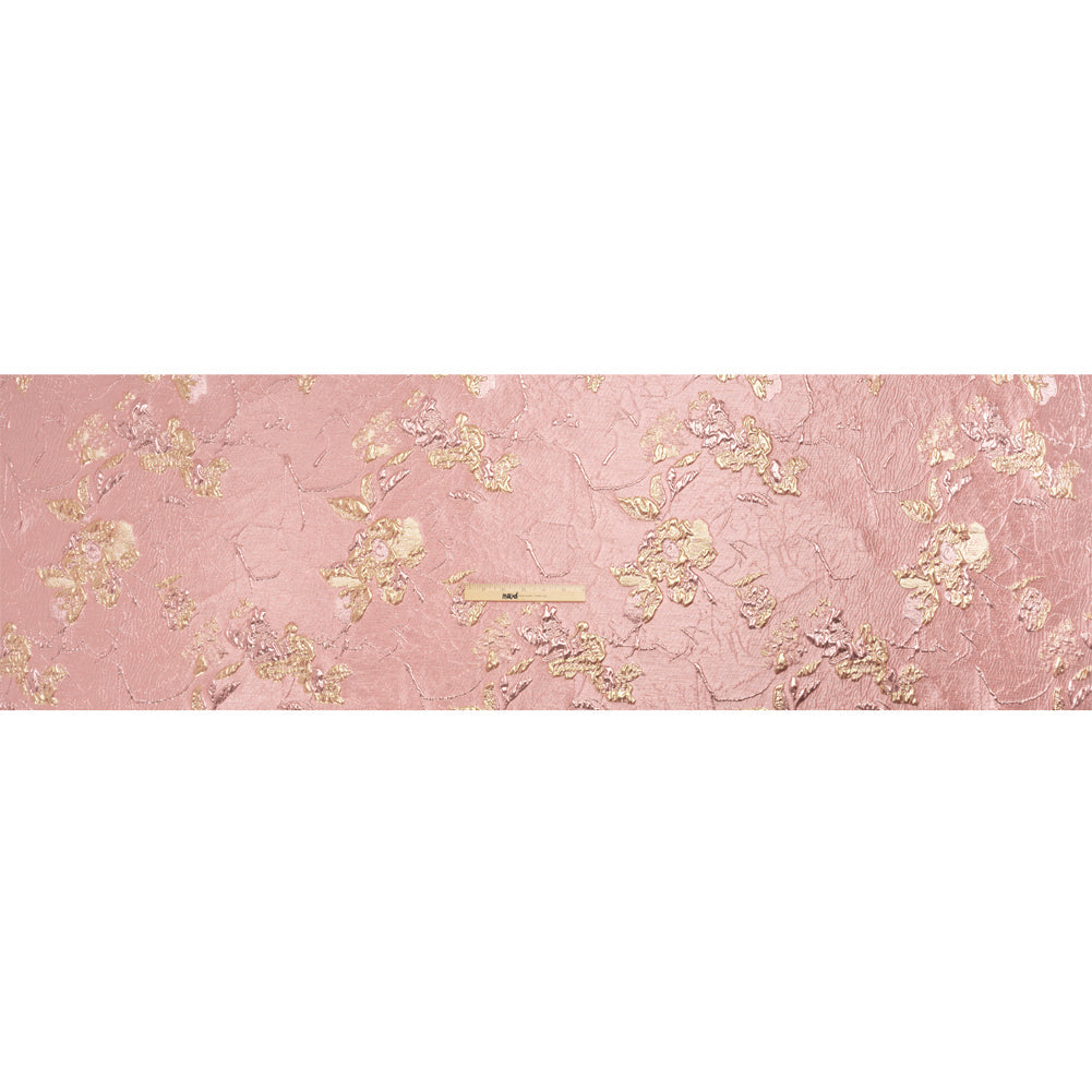Metallic Pink and Gold Flower Clippings Luxury Brocade