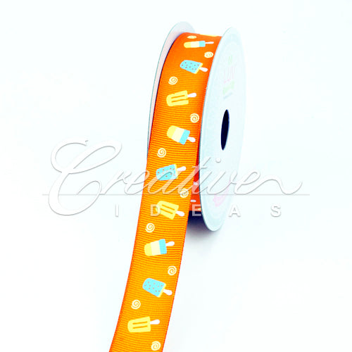 7/8" Grosgrain Popisicle Ribbon - 10 Yards (Orange)