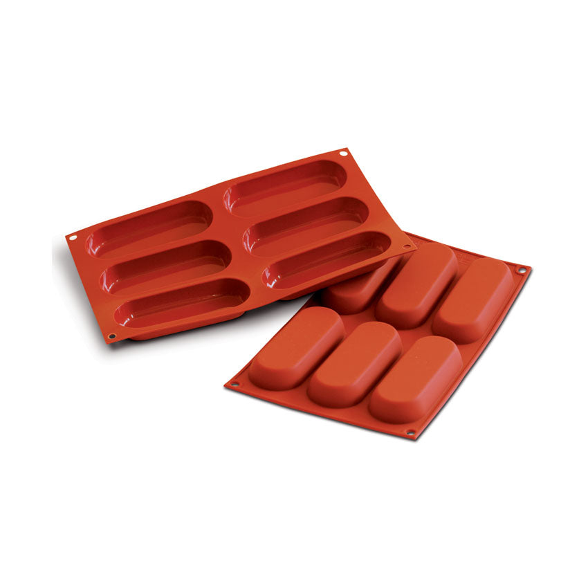 Silikomart Flexible Silicone Bakeware, Lady Finger (Sponge Finger) 2.8 Oz, 5" x 1.8" x .7" High, 6 Cavities