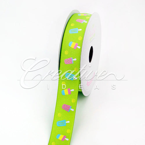 7/8" Grosgrain Popisicle Ribbon - 10 Yards (Apple Green)