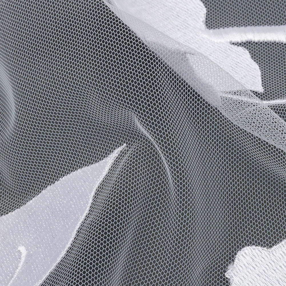 Embroidered Tulle Lace - White Leafy Branches - Magnolia Collection