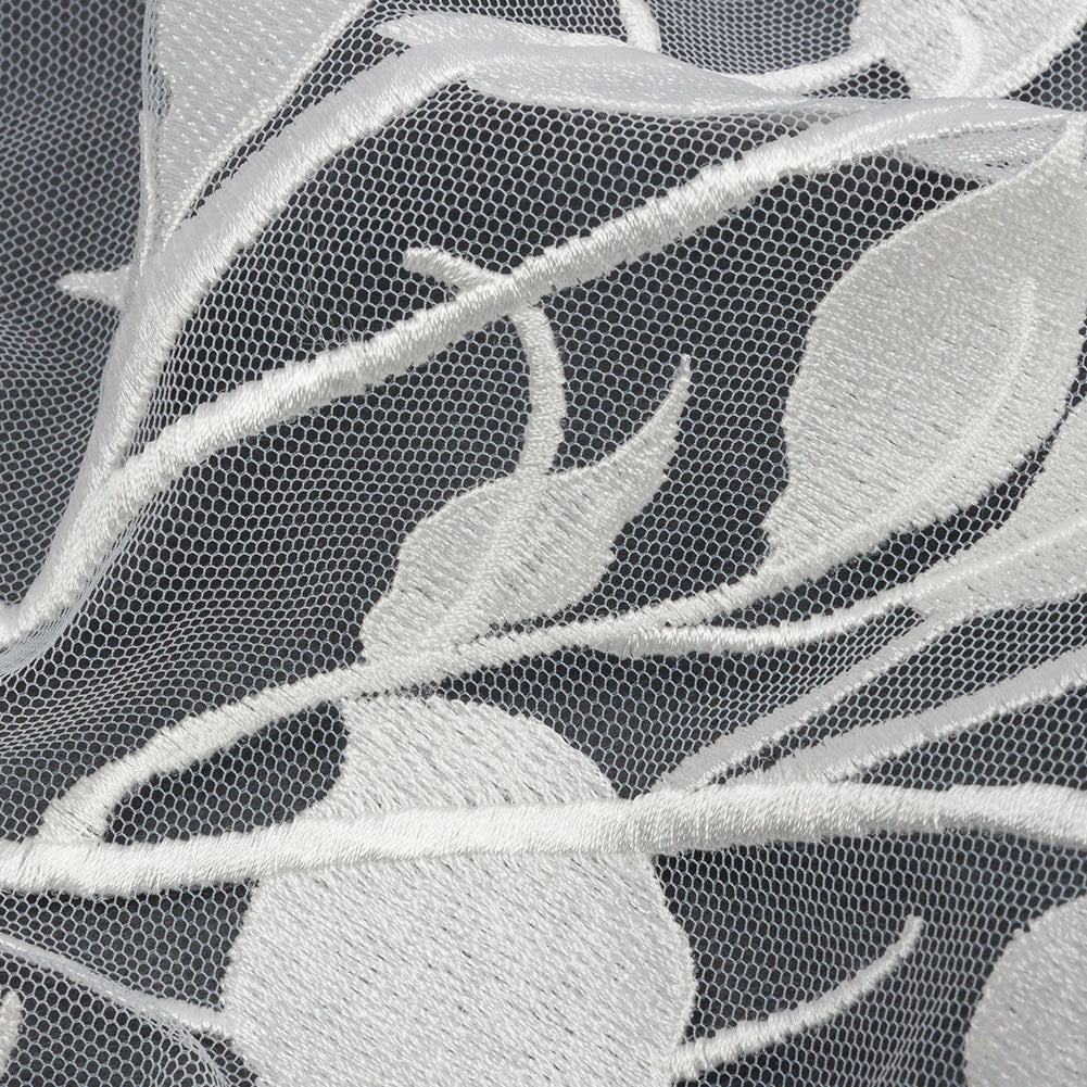 Embroidered Tulle Lace - Off White Leafy Branches - Magnolia Collection