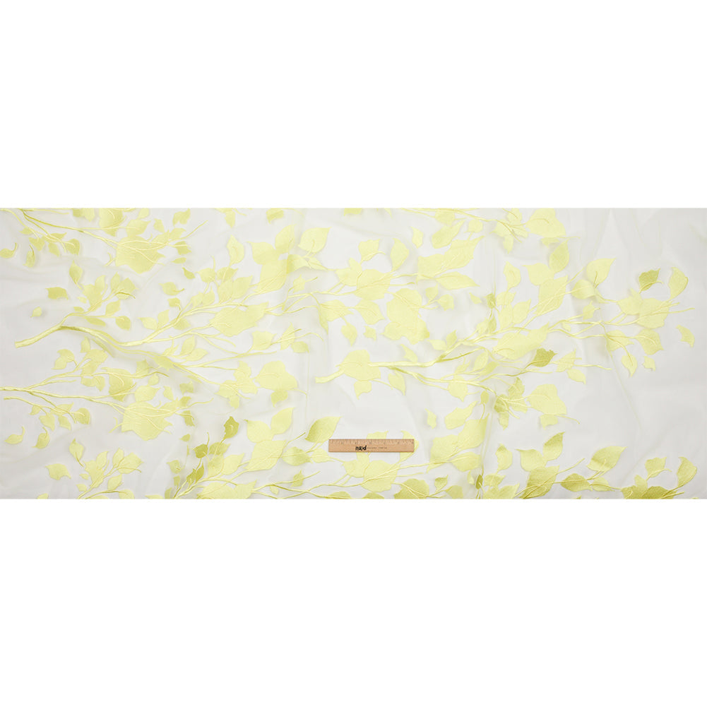 Embroidered Tulle Lace - Lemon Leafy Branches - Magnolia Collection