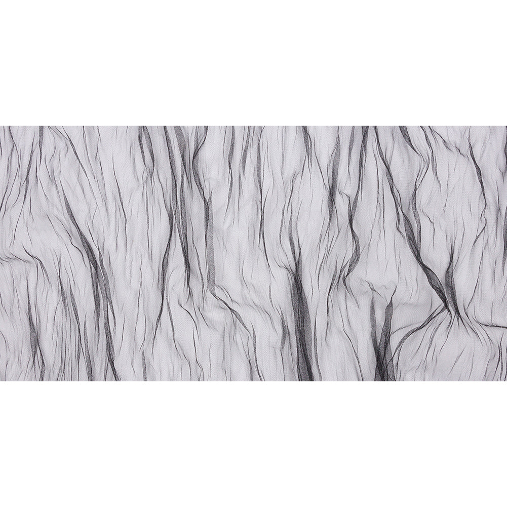 Crinkled Soft Polyester Tulle - Black - Poplar Collection