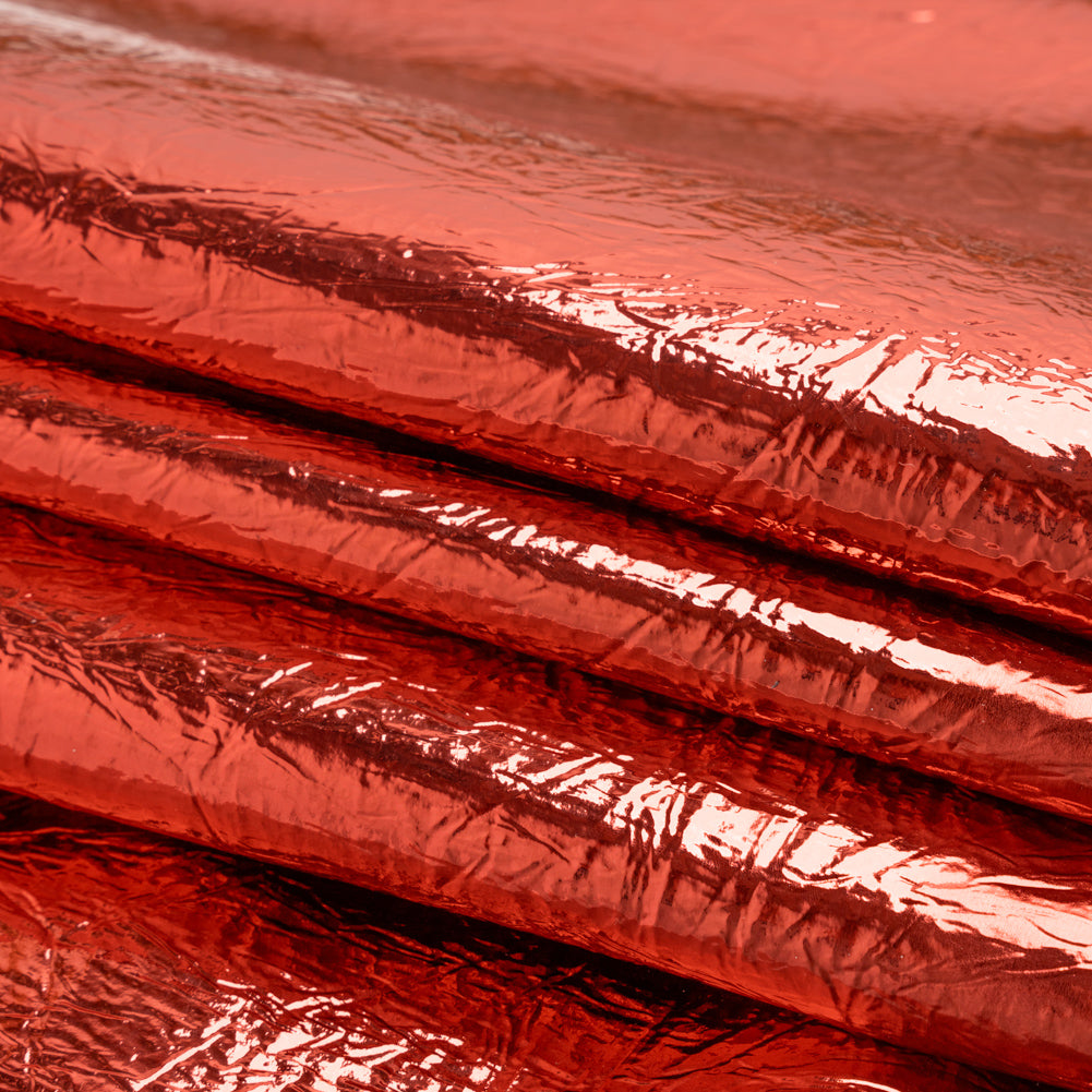 Ingot Red Crinkled Fabric-Backed Mirror Vinyl