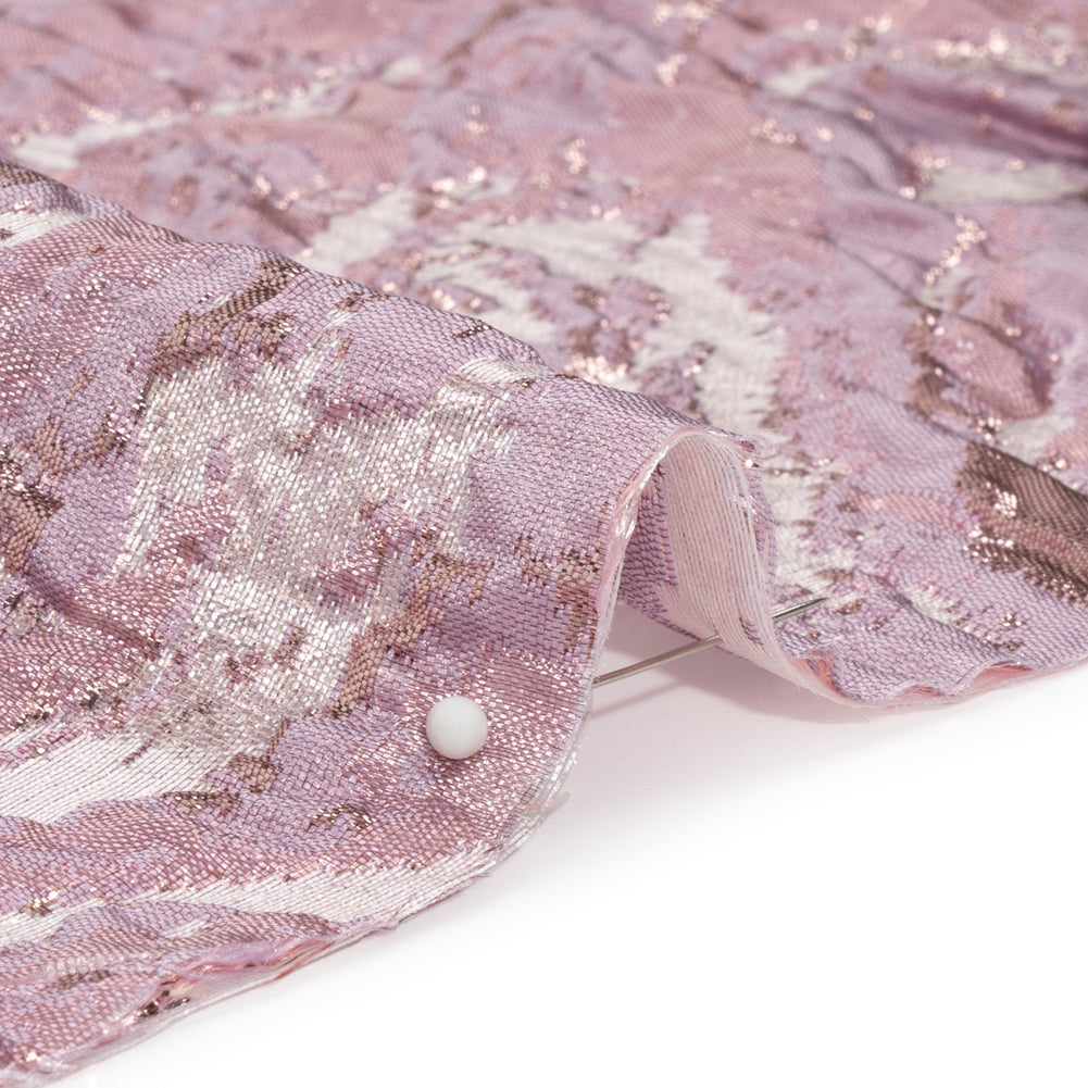 Metallic Rose Gold and Pink Abstract Waves Luxury Brocade