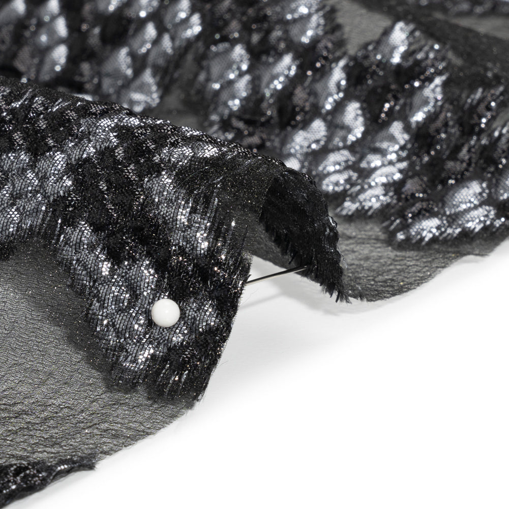 Metallic Gray and Black Snakeskin Sprawl Burnout Luxury Brocade