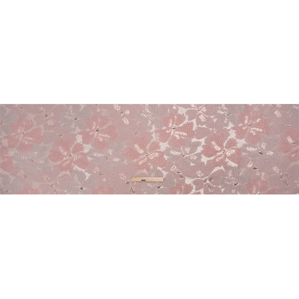 Metallic Rose Gold and Baby Pink Floating Blossoms Luxury Brocade