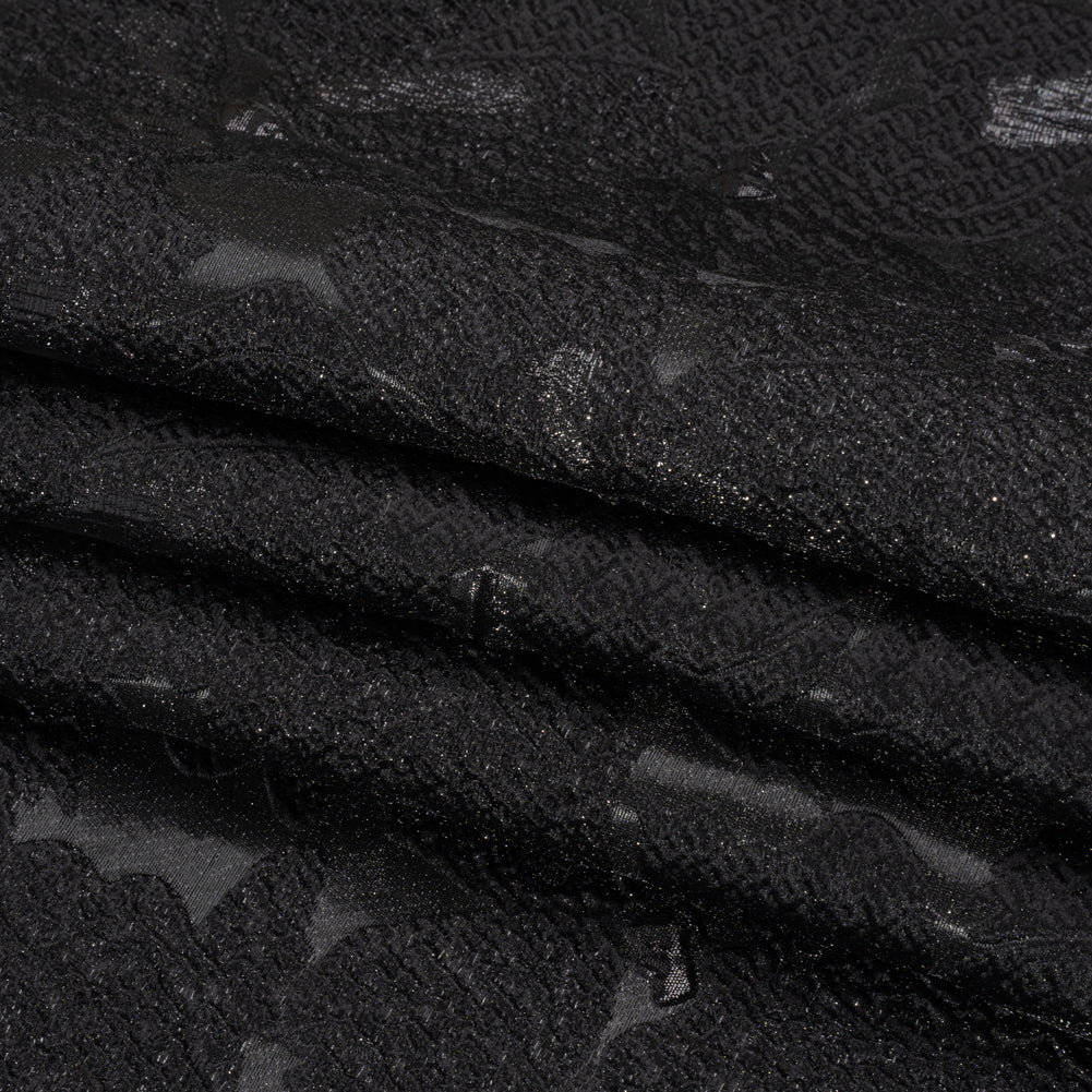 Metallic Black Floating Blossoms Luxury Brocade