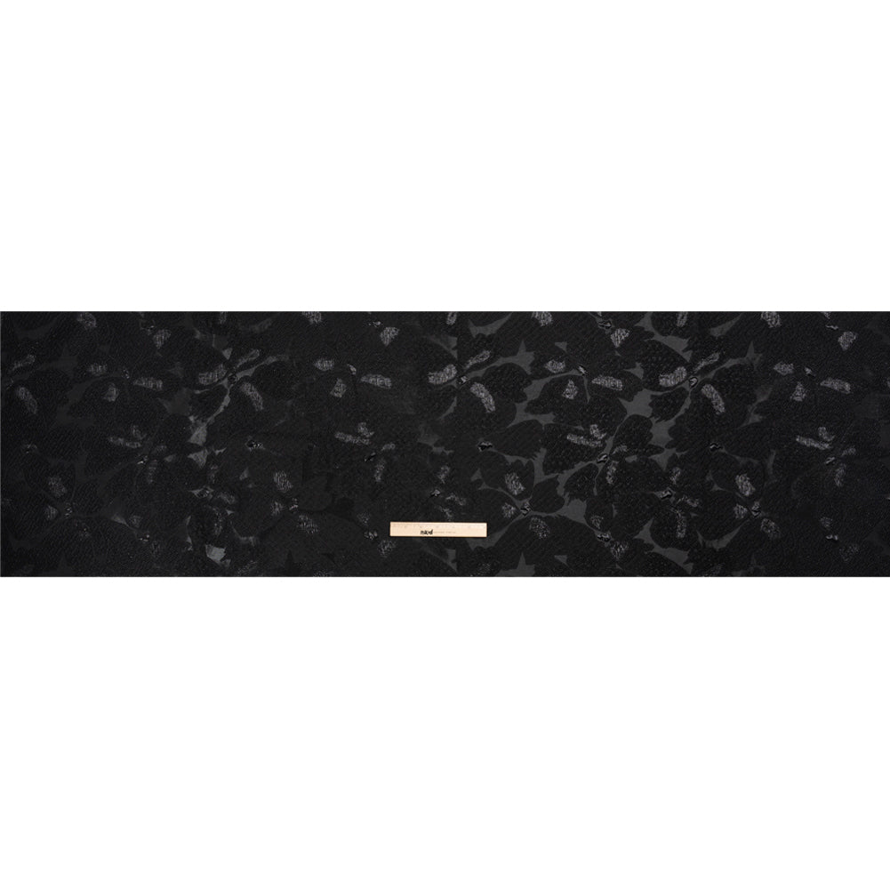 Metallic Black Floating Blossoms Luxury Brocade