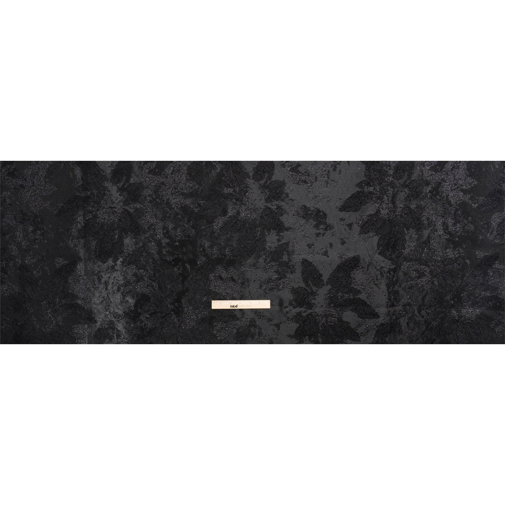 Metallic Black Painted Flowers Luxury Brocade