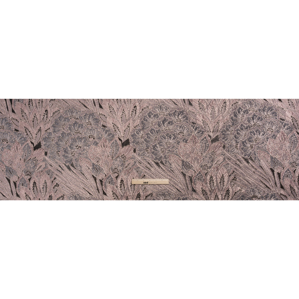 Metallic Pink, Gray and Black Gleaming Garden Luxury Brocade