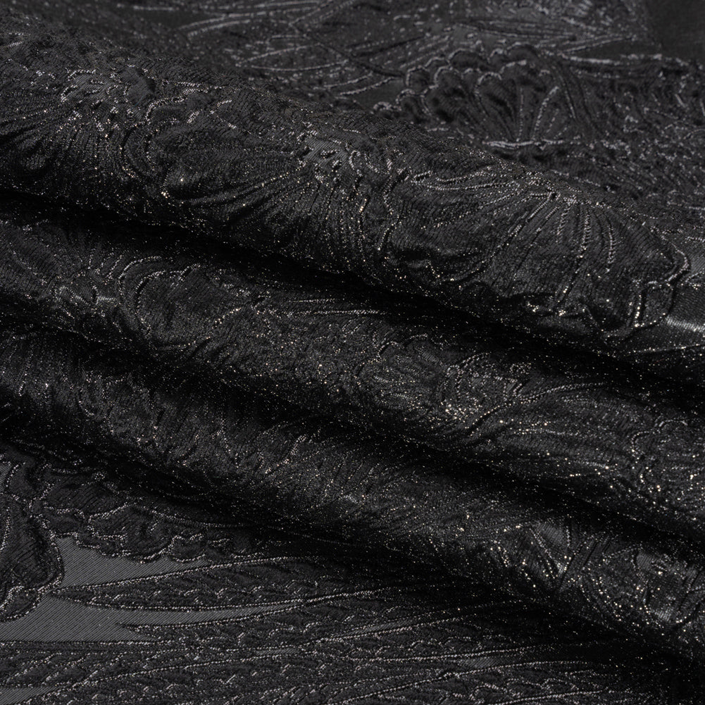 Metallic Black Gleaming Garden Luxury Brocade