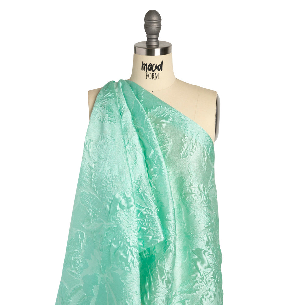 Luminous Seafoam Floral Lightweight Luxury Brocade