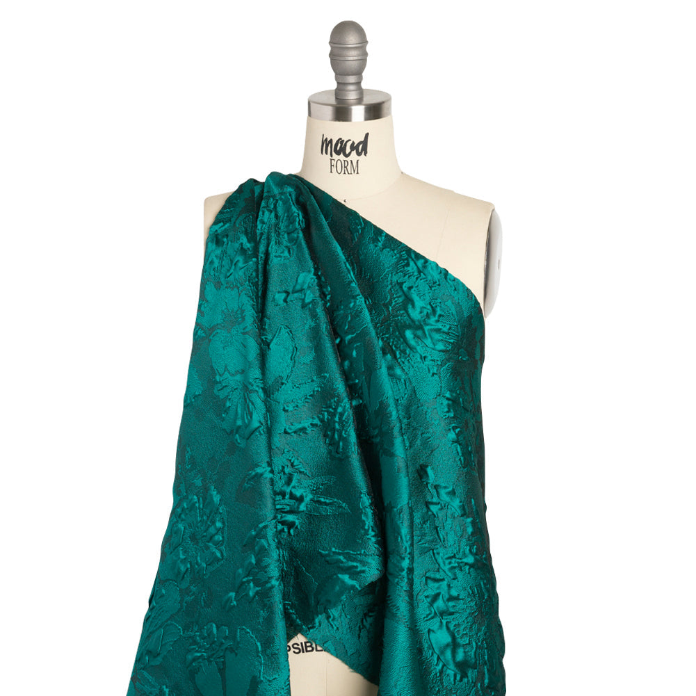 Luminous Teal Floral Lightweight Luxury Brocade